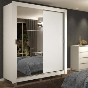 CLÓSET MDP CORREDIZA 215 X 117 X 46 CM BLANCO CON ESPEJO 2 CAJÓNES
