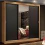 CLÓSET MDP CORREDIZA 205 X 170 X 46 CM NEGRO CON ESPEJO Y 4 CAJÓNES