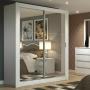 CLÓSET MDP CORREDIZO 205 X 117 X 46 CM BLANCO CON ESPEJO Y 2 CAJÓNES