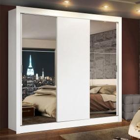 CLÓSET MDP CORREDIZA 205 X 170 X 46 CM BLANCO CON ESPEJO Y 2 CAJÓNES