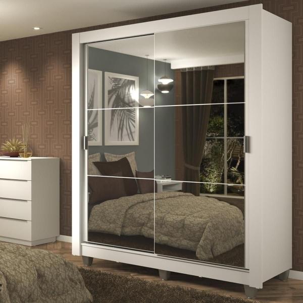 CLÓSET MDP CORREDIZO 215 X 117 X 46 CM BLANCO CON ESPEJO Y 4 CAJÓNES