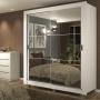 CLÓSET MDP CORREDIZO 215 X 117 X 46 CM BLANCO CON ESPEJO Y 4 CAJÓNES