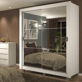 CLÓSET MDP CORREDIZO 215 X 117 X 46 CM BLANCO CON ESPEJO Y 4 CAJÓNES