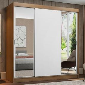 CLÓSET MDP CORREDIZA 205 X 180 X 54 CM BLANCO CON ESPEJO Y 4 CAJÓNES