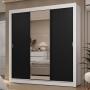 CLÓSET MDP CORREDIZA 205 X 170 X 51 CM NEGRO CON ESPEJO Y 2 CAJÓNES