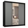 CLÓSET MDP CORREDIZA 205 X 170 X 51 CM GRIS CON ESPEJO Y 4 CAJÓNES