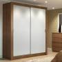 CLÓSET MDP CORREDIZO 205 X 117 X 46 CM MARRÓN Y BLANCO SIN ESPEJO CON 2 CAJÓNES