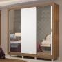 CLÓSET MDP CORREDIZO 215 X 170 X 51 CM BLANCO CON ESPEJO Y 4 CAJÓNES