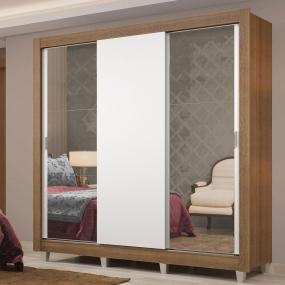 CLÓSET MDP CORREDIZO 215 X 170 X 51 CM BLANCO CON ESPEJO Y 4 CAJÓNES