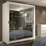 CLÓSET MDP CORREDIZO 215 X 117 X 46 CM BLANCO CON ESPEJO Y 2 CAJÓNES