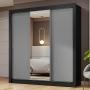 CLÓSET MDP CORREDIZA 205 X 170 X 51 CM GRIS CON ESPEJO