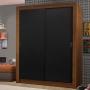 CLÓSET MDP CORREDIZO 205 X 117 X 46 CM NEGRO CON 2 CAJÓNES