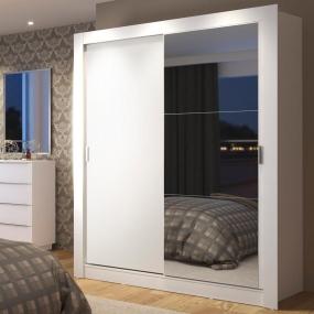 CLÓSET MDP CORREDIZO 205 X 117 X 46 CM BLANCO CON ESPEJO Y 4 CAJÓNES