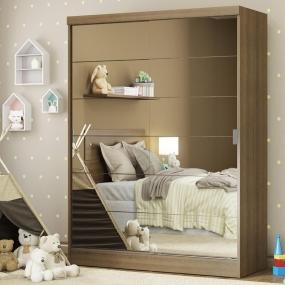 CLÓSET MDP CORREDIZO 183 X 120 X 53 CM BLANCO CON ESPEJO Y 2 CAJÓNES