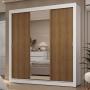 CLÓSET MDP CORREDIZO 205 X 170 X 51 CM CAFÉ CON ESPEJO Y 2 CAJÓNES
