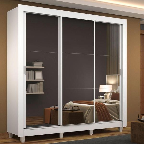 CLÓSET MDP CON PUERTAS CORREDIZAS 215 X 170 X 46 CM BLANCO CON ESPEJO