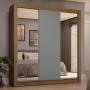 CLÓSET MDP CORREDIZO 205 X 170 X 51 CM GRIS CON 2 ESPEJOS Y 4 CAJÓNES