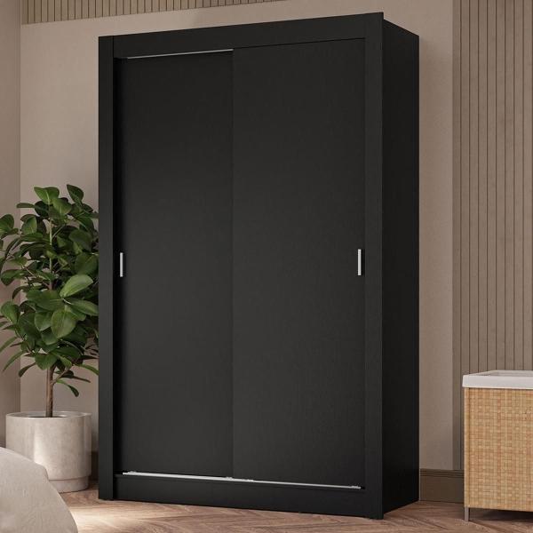 CLÓSET MDP CORREDIZO 205 X 117 X 51 CM NEGRO SIN ESPEJO CON 4 CAJÓNES