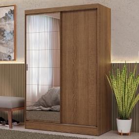 CLÓSET MDP CORREDIZA 183 X 119 X 54 CM CAFÉ CON ESPEJO Y 2 CAJÓNES