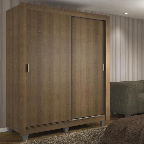 CLÓSET MDP CORREDIZO 215 X 117 X 46 CM CAFÉ CON 2 CAJÓNES SIN ESPEJO