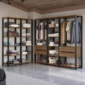 CLÓSET MDP MODULAR 180 X 417 X 45 CM NEGRO Y MARRÓN CON 4 CAJONES Y 2 PERCHEROS