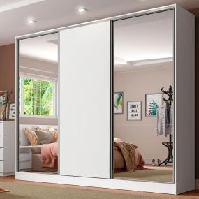 CLÓSET MDP CORREDIZA 218 X 231 X 55 CM BLANCO CON ESPEJO Y 4 CAJÓNES