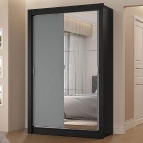CLÓSET MDP CORREDIZA 205 X 117 X 51 CM GRIS CON ESPEJO Y 2 CAJÓNES