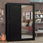 CLÓSET MDP CORREDIZO 205 X 117 X 46 CM NEGRO CON ESPEJO
