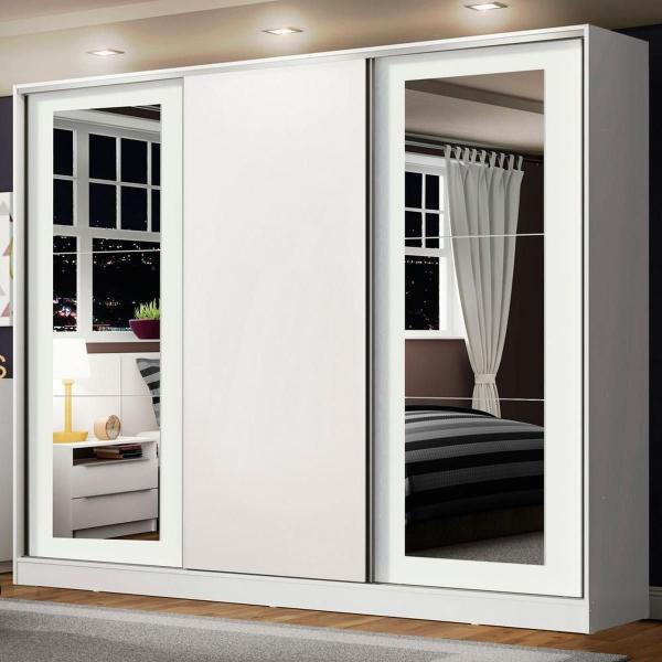 CLÓSET MDF CORREDIZO 218 X 231 X 55 CM BLANCO CON ESPEJO Y 4 CAJÓNES