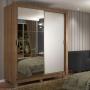 CLÓSET MDP CORREDIZO 215 X 117 X 46 CM BLANCO CON ESPEJO Y 2 CAJÓNES