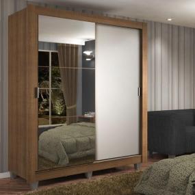 CLÓSET MDP CORREDIZO 215 X 117 X 46 CM BLANCO CON ESPEJO Y 2 CAJÓNES