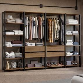 CLÓSET MDP MODULAR 180 X 258 X 45 CM NEGRO Y MARRÓN CON 4 CAJONES