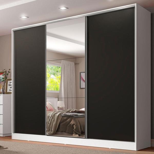 CLÓSET MDF CORREDIZA 218 X 231 X 55 CM NEGRO CON ESPEJO Y 4 CAJÓNES