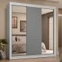 CLÓSET MDP CORREDIZA 205 X 170 X 51 CM GRIS CON ESPEJO Y CAJÓNES