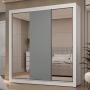 CLÓSET MDP CORREDIZA 205 X 170 X 51 CM GRIS CON ESPEJO Y 2 CAJÓNES