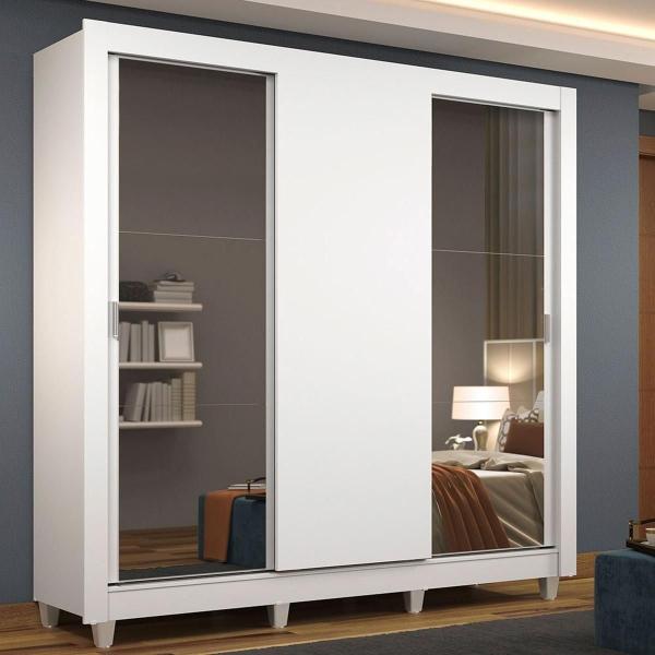 CLÓSET MDP CORREDIZO 215 X 170 X 46 CM BLANCO CON ESPEJO
