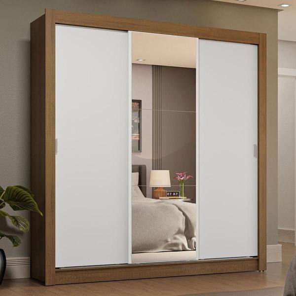 CLÓSET MDP CORREDIZO 205 X 170 X 51 CM BLANCO CON ESPEJO Y 4 CAJÓNES