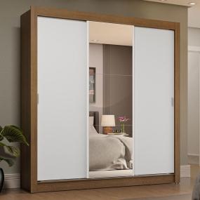 CLÓSET MDP CORREDIZO 205 X 170 X 51 CM BLANCO CON ESPEJO Y 4 CAJÓNES