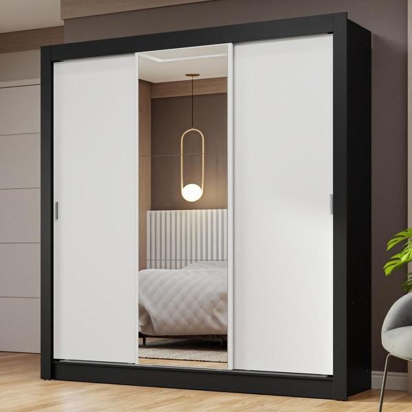 CLÓSET MDP CORREDIZO 205 X 170 X 51 CM BLANCO CON 3 PUERTAS Y ESPEJO