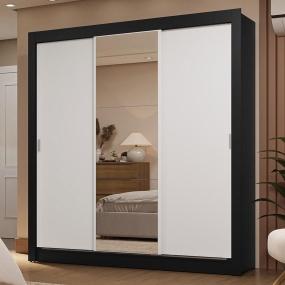CLÓSET MDP CORREDIZO 205 X 170 X 51 CM BLANCO CON ESPEJO Y 2 CAJÓNES