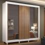 CLÓSET MDP CORREDIZO 215 X 170 X 51 CM CAFÉ CON ESPEJO