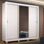 CLÓSET MDP CORREDIZO 215 X 170 X 51 CM BLANCO CON ESPEJO Y PATAS REGULABLES