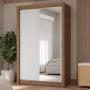 CLÓSET MDP CORREDIZA 205 X 117 X 51 CM BLANCO CON ESPEJO Y 4 CAJÓNES