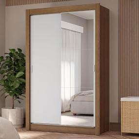 CLÓSET MDP CORREDIZA 205 X 117 X 51 CM BLANCO CON ESPEJO Y 4 CAJÓNES
