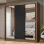 CLÓSET MDP CORREDIZO 205 X 170 X 51 CM NEGRO CON 2 ESPEJOS