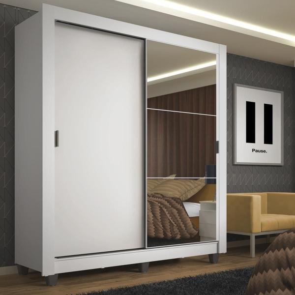 CLÓSET MDP CORREDIZA 215 X 117 X 51 CM BLANCO CON ESPEJO