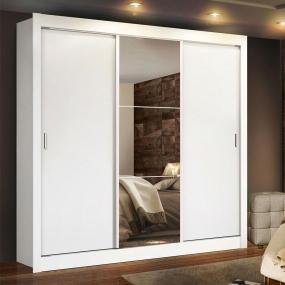 CLÓSET MDP CORREDIZO 205 X 170 X 51 CM BLANCO CON ESPEJO Y 4 CAJÓNES