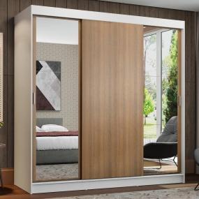 CLÓSET MDP CORREDIZO 205 X 180 X 54 CM CAFÉ CON 2 ESPEJOS Y 4 CAJÓNES