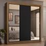 CLÓSET MDP CORREDIZO 205 X 170 X 51 CM NEGRO CON 2 ESPEJOS Y 4 CAJÓNES