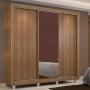 CLÓSET MDP CORREDIZO 215 X 170 X 46 CM CAFÉ CON ESPEJO Y 2 CAJÓNES